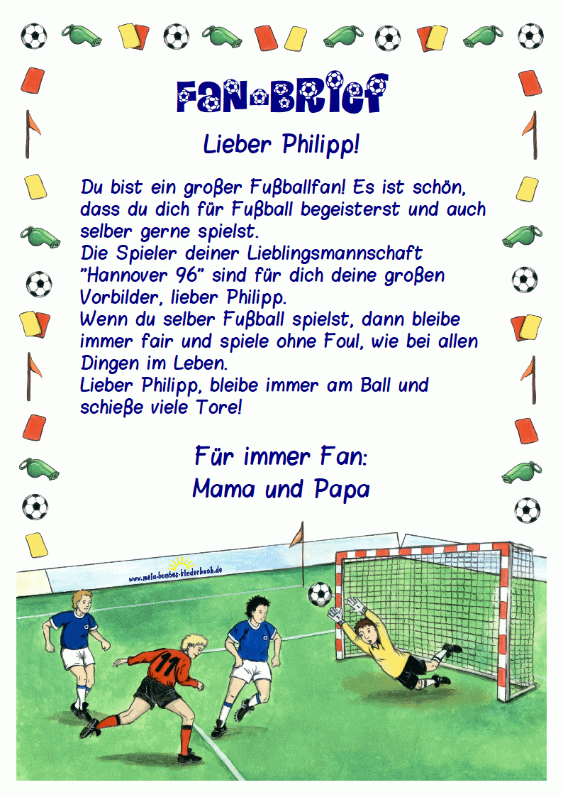 Fußball-Fan-Brief Text 1