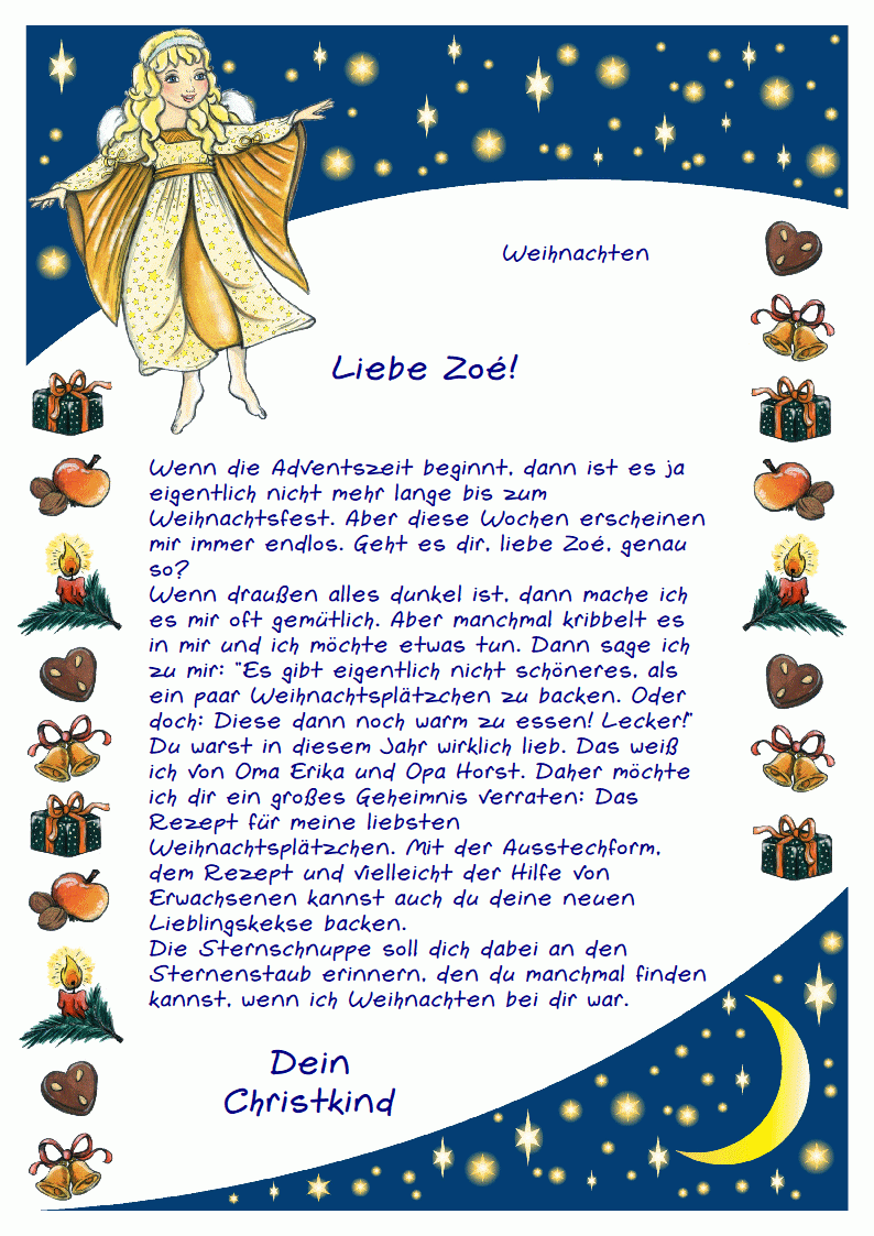 Ein Brief vom Christkind Text Lieblingskekse